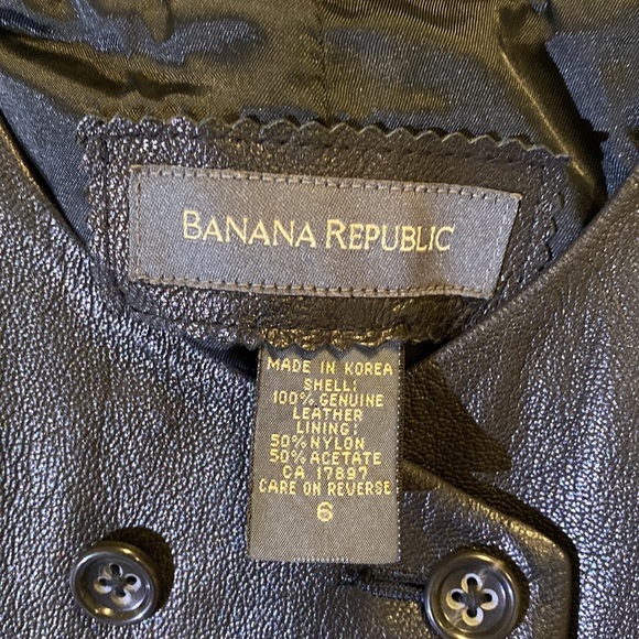 Banana Republic black double breasted Leather vest - Picture 2 of 5